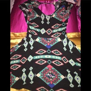 Black Patterned Mini Dress